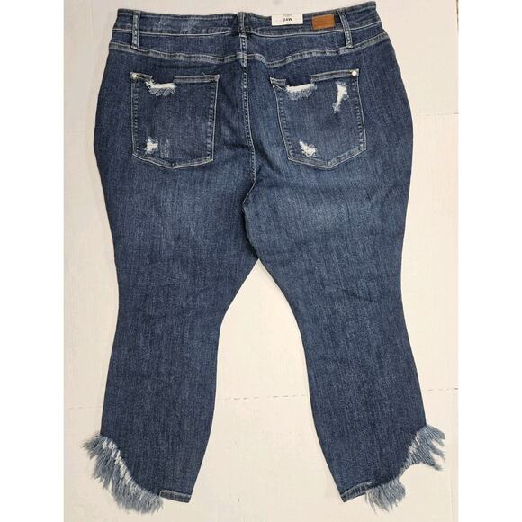 Judy Blue Skinny Fit Jeans Women's Size 24w Mid Rise Stretch Distressed Raw Hem - Picture 2 of 7